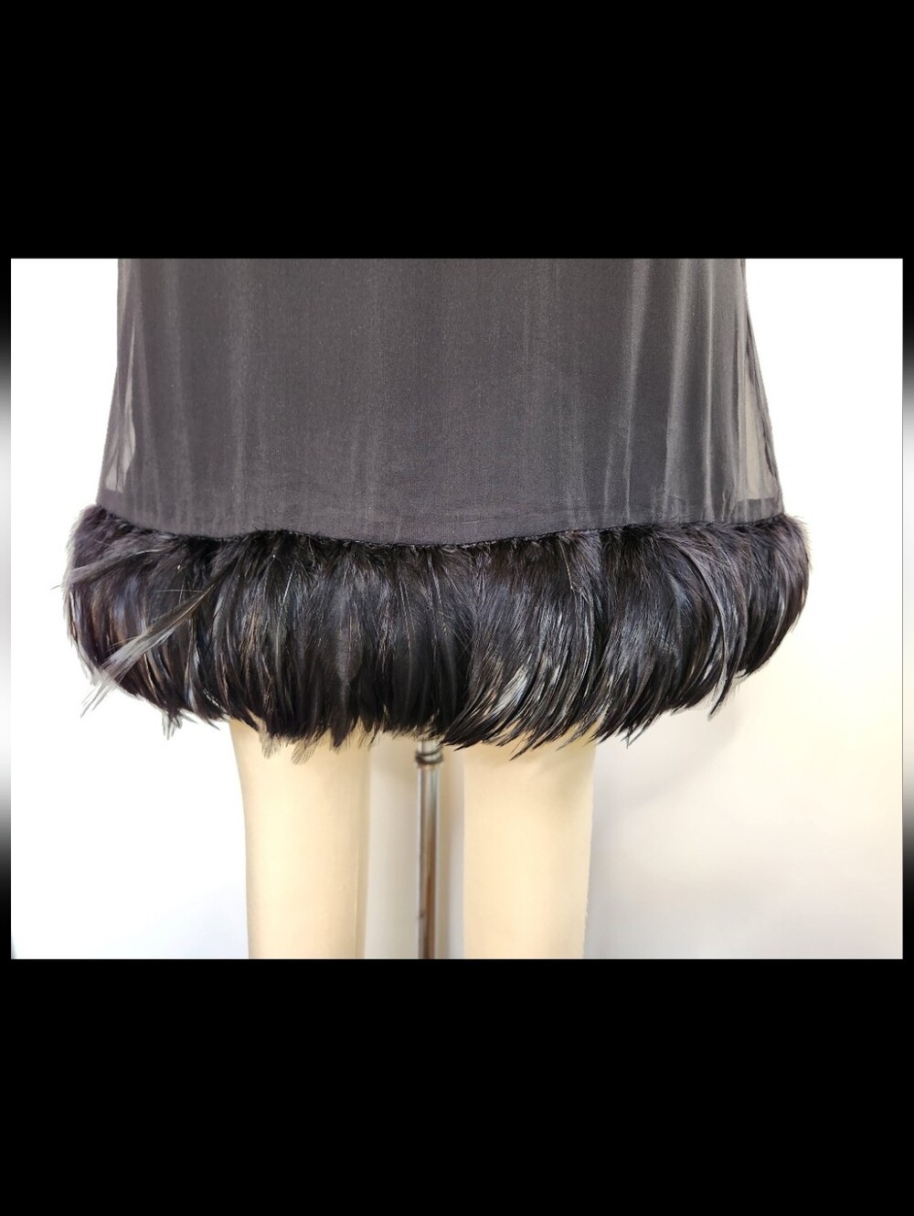 1999 Vintage Tom Ford for Gucci Black Silk Skirt With Feathers Sz 40 - US S - Picture 6 of 16